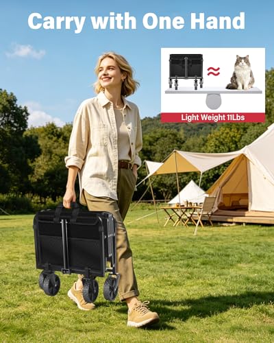 360LBS Portable Collapsible Wagon Cart, Foldable Folding Wagon, Black - color: Wagons-grey01