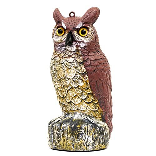 Plastic Fake Owl 11 Inch Decorative Owl Bird Scarecrow, Plastic Owls are Natures Enemy pest Repellent for Outdoor Gardens,Homes& Halloween