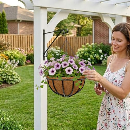 12 Inch Metal Hanging Basket with Coco Coir Liner for Flowers Planting - size: Twisted Bar 12" & 2 Pcs