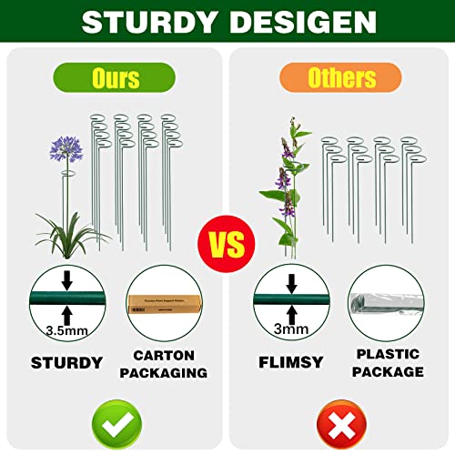 Thealyn 36 Inch 12 Packs Plant Support Stakes,Garden Single stemmed Plant Support Hoops, Plant Prop, for Flowers,Orchid, Tomatoes Peony Lily Rose (36 inch) - color: 36 inch-Green