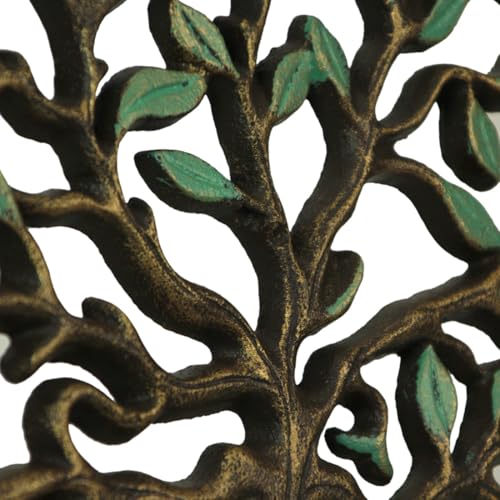 Zeckos Garden Hose Holder Tree of Life 12 Inch Cast Iron Green Bronze - color: Tree of Life - Green