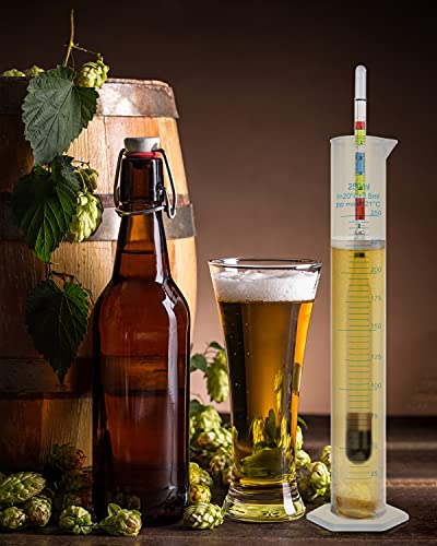 Hydrometer Test Kit, Triple Scale Alcohol Tester Hydrometer for Wine, Beer, Kombucha & Mead, Wine Making Kit, (ABV Tester, Brix, Specific Gravity Hydrometer) + Hydrometer Test Jar for Home Brewing Kit - color: Hydrometer with Plastic Test Jar