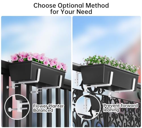 Y&M 2 Pack Window Box Brackets, Adjustable Railing Planter Box Brackets - size: 2p White