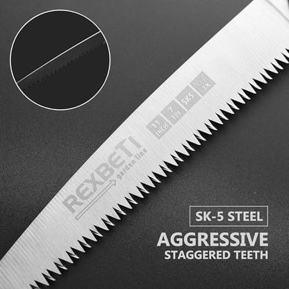 REXBETI Folding Saw, Heavy Duty 11 Inch Extra Long Blade Hand Saws for Wood Camping, Dry Wood Pruning Saws With Hard Teeth, Quality SK-5 Steel, Gifts for men (Pack of 2) - size: 11 Inch (Pack of 2)