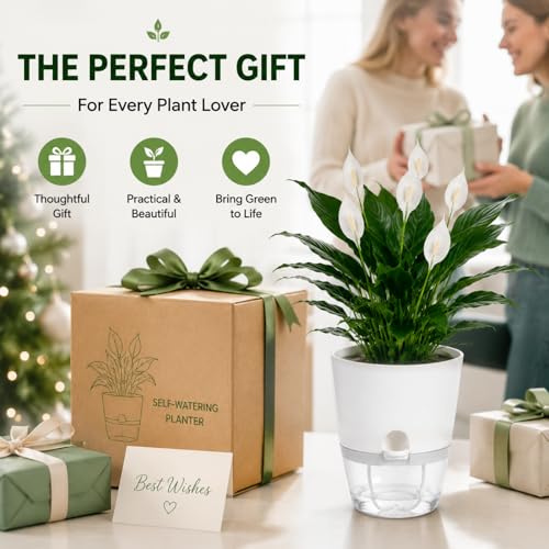 6 Inch Self Watering Planters 4 Pack Plastic Wicking Pots White - color: 6''-4pack-white