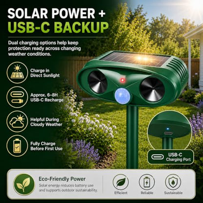 Ultrasonic Deer Repellent Devices & Cat Repellent Outdoor for Plants,Garden