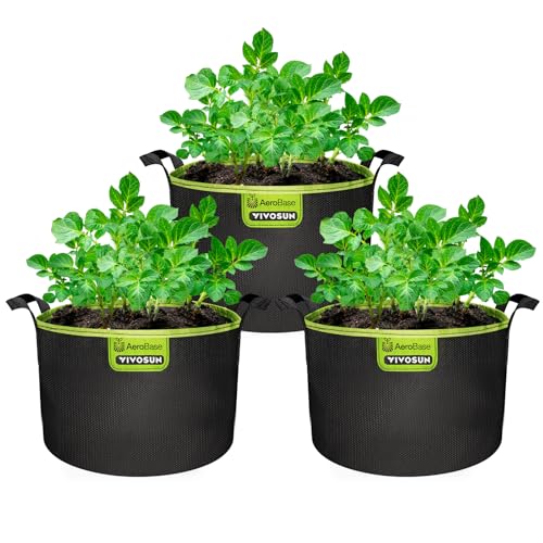 VIVOSUN 3-Pack 7 Gallon AeroBase Grow Bags with Breathable Base - size: 7 Gallons