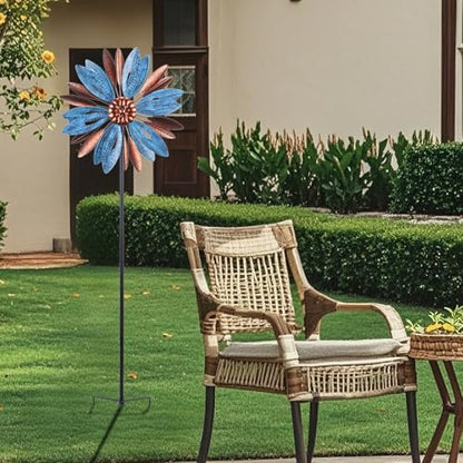 Wind Spinners Outdoor, Metal Kinetic Wind Sculpture Windmill Garden Decor - size: 4.26 ft