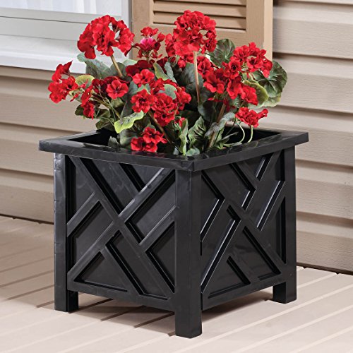 Miles Kimball Black Chippendale Planter, Artificial Flowers and Planters - color: Black