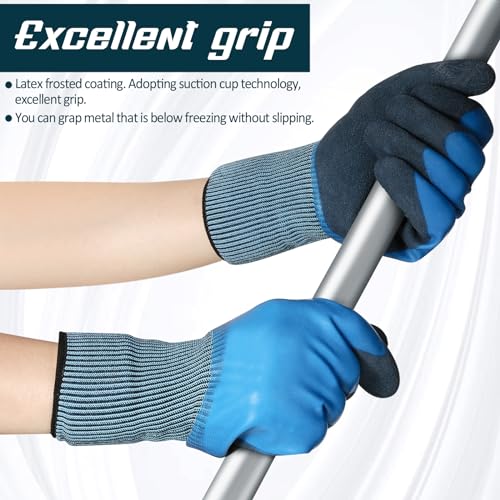Mimorou 12 Pairs Waterproof Work Gloves Double Coated Rubber - size: X-Large (Pack of 12)