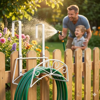 Garden Hose Holder for Outside Yard Hang Over The Door and Fence, Holds Up to 150Ft (2PCS White) - color: 2PCS White