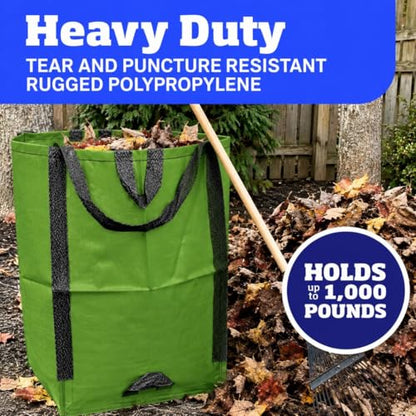 DURASACK Heavy Duty Home and Yard Bags 48-Gallon Reusable Self-Standing Lawn and Leaf Bags Garbage Can with Reinforced Handles, Moss Green, 3 Pack - color: Moss Green