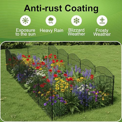 Garden Fence No Dig, 31in(H) x24ft(L) Black 15 Pack, No Gate - size: 31in(H)x35ft(L)