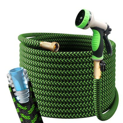 PowerFlow Metal Garden Hose, 75 Ft Non-Expandable Water Hose, Green - color: Green, size: 75 Feet
