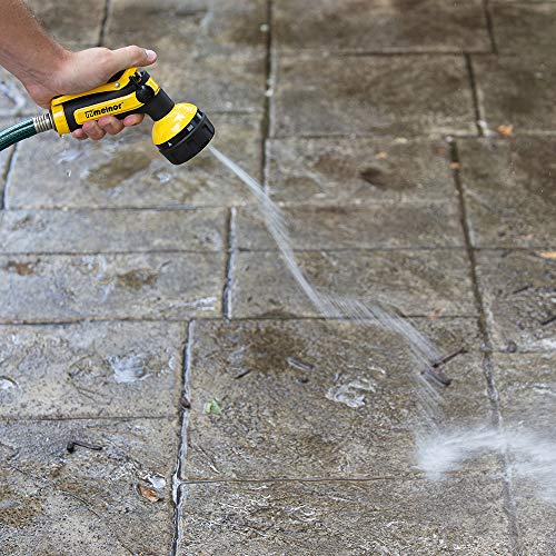 Melnor 65112-AMZ 6-Pattern Vortex Water Hose Sprayer Nozzle, QuickConnect Product Adapter, Black, Yellow, Slip Resistant Outdoor Hose Nozzle Sprayer for Watering Plants, Lawn, Car Washing, Patio, Pet - style: 6-Pattern