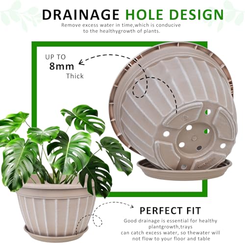 4 Pack 16 inch Plant Pots, Retro Vertical Stripe Flower Pots Outdoor - color: Beige, size: 16 inch-4 pack