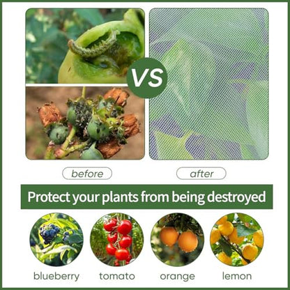 Garden Netting, 5 pcs, 3.9 X 5.9 FT, Featuring Drawstring and Zipper Design, is a Plant Cover and Fruit Tree net Designed to Protect Plants, Fruits, and Flowers from Insects and Birds. - size: 3.9 X 5.9 FT (5 PCS)