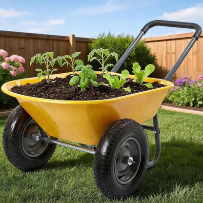 Garvee Wheelbarrow Garden Cart - color: Yellow