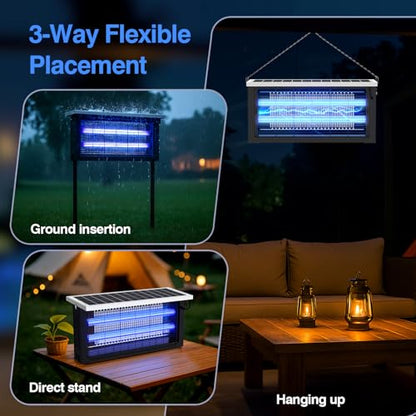 Solar Bug Zapper Outdoor, 20W Powerful Mosquito Zapper Outdoor - size: 19.7 inches for 3000 sq.ft