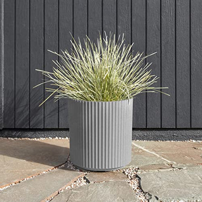 Veradek Demi Series Planter - Large Round Outdoor Planter - color: Gray, size: 16 inch - 2 Pack