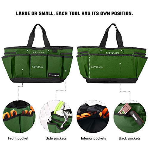 Housolution 14 Inch Gardening Tote Bag, Garden Tool Storage Bag, Dark Green - color: Dark Green, size: 14 Inch