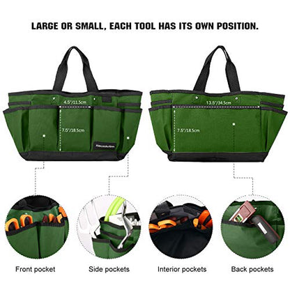 Housolution 14 Inch Gardening Tote Bag, Garden Tool Storage Bag, Dark Green - color: Dark Green, size: 14 Inch
