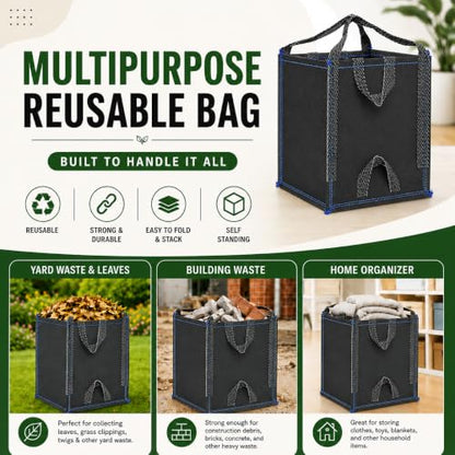 22-Gallon Heavy Duty Lawn and Yard Bag, Reusable Self-Standing Garbage Bag with Reinforced Handles (Gray - 1 Pack) - color: Gray - 1 Pack