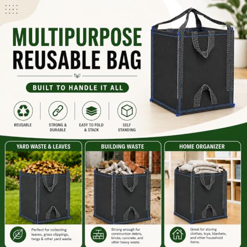 48-Gallon Heavy Duty Lawn and Yard Bag, Reusable Self-Standing Garbage Bag with Reinforced Handles (Gray - 1 Pack) - color: Gray - 1 Pack