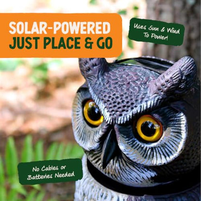 GARDENEER Dalen SOL-R Action Large Solar Fake Owl Decoy to Scare Birds Away - 18" Tall - 360º Rotating Head - style: Solar Powered Great Horned Owl