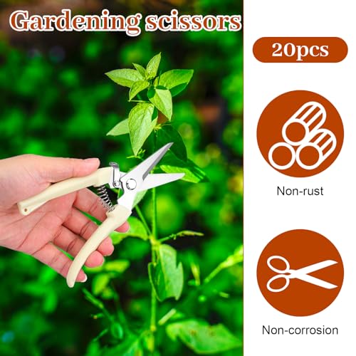 20 Pcs Pruning Shears Floral Shears Heavy Duty Garden Scissors Beige
