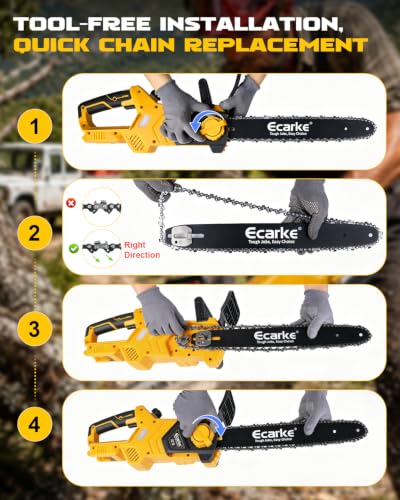 Ecarke 16-Inch Brushless Chainsaw Compatible with Dewalt 20V - color: Yellow, size: 16 Inch