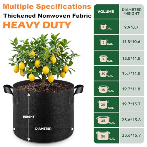 Songrey 10-Pack 3 Gallon Grow Bags - color: Black, size: 3 Gallons