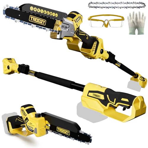 Cordless Pole Saw, 8-INCH 2-IN-1 Chainsaw, Electric Tree Trimmer with 9FT Telescopic Pole, 180°Angle for Tree Branches Pruning & Wood Cutting,Compatible with Makita Battery (no battery) - style: 8inch Pole Saw (tool only)