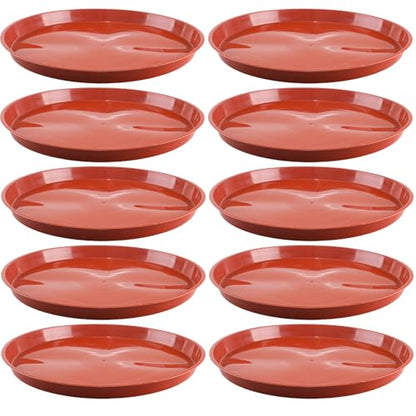 10 Pack Plant Saucer 14 Inches Plastic Drip Trays to Catch Water, Red - color: Red, size: 14 inch