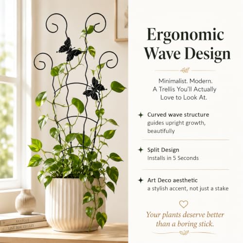 2-Pack 30" Wave Metal Plant Trellis for Climbing Plants Outdoor Support - size: 30inch