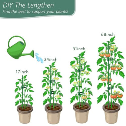 10Pcs Plant Support Stakes 17inch &11inch,Toylin Adjustable Length Plant Support Stake Orchid Stick with Clips for Indoor Outdoor,Garden Pole for Potted Orchid Tomato Vegetables