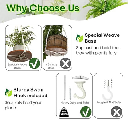 2-Tier Plant Hanger Indoor, Hanging Plant Shelf (12") - color: Black, size: 1-Pack, 2-Tier