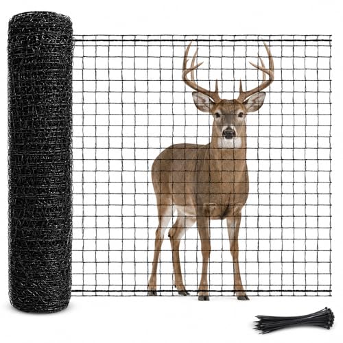 4x100 FT Deer Fence Netting, Plastic Mesh Roll, Garden Protection, Black - color: Black, size: 4x100ft