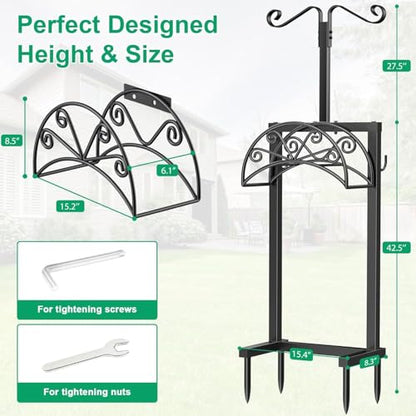 TomCare Garden Hose Holder, Heavy Duty Stand for 160FT Hose with 4 Spikes - color: Matte Black, size: 15.2″ W