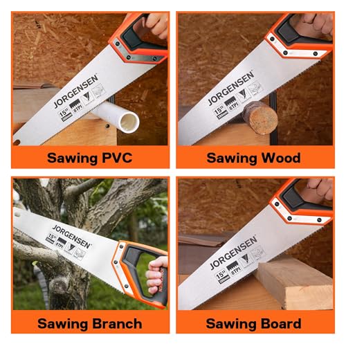 JORGENSEN 15 Inch Pro Hand Saw, 8 TPI Fine Cut Aluminum Handle - style: 15 Inch