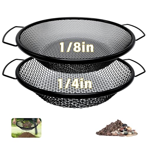 2Pcs Soil Sifter for Gardening, 3,6mm Grid Rock Sifter for 5 Gallon Bucket, Dirt Sifter, Compost Sifter for Capturing Dirt, Sand, Rocks, and Filtering Compost (Black) - color: 2PCS-Black(3,6mm)