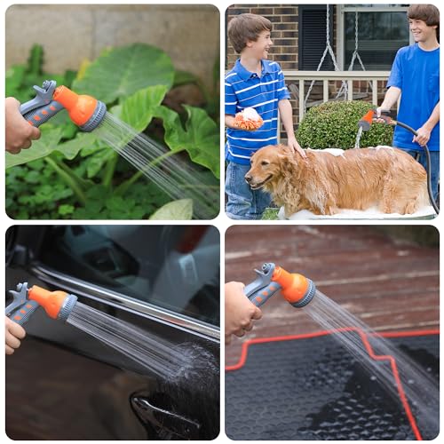 GAOMON Retractable Garden Hose Reel - 1/2 in x 72 ft, Wall Mounted, 9-Function Sprayer, Any Length Lock, 180° Swivel, Automatic Slow Rewind - size: 72FT