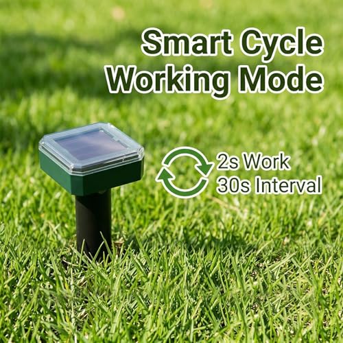 Solar Powered Mole Repeller Gopher Deterrent Outdoor Groundhog Repellent Ultrasonic Snake Armadillo Repeller Waterproof Effective for Yard Lawn Garden (8, Jade)