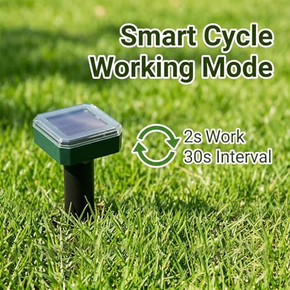 Solar Powered Mole Repeller Gopher Deterrent Outdoor Groundhog Repellent Ultrasonic Snake Armadillo Repeller Waterproof Effective for Yard Lawn Garden (8, Jade)