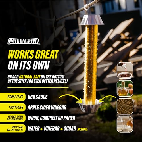 Catchmaster Gold Stick 4-Pack, Sticky Hanging Fly Traps Indoor & Outdoor