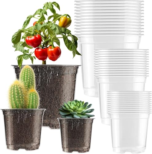 Clear Nursery Pots 36 Pack, 3.5/4/5 Inch with Drainage Holes - style: 36PCS
