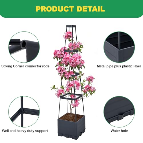 2 Pack Raised Garden Bed, Tomato Cages for Garden, Garden Bed, Tomato Cage, Planter Box with Trellis, 57" Self-Watering Tomato Planter for Climbing Plants Vegetables Flowers Outdoor Indoor - size: 57 inch 2 Pack