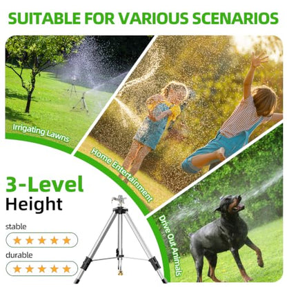 SPECILITE Brass Impact Tripod Sprinkler for Yard Lawn Garden Irrigation - color: Silver, 1-Pack