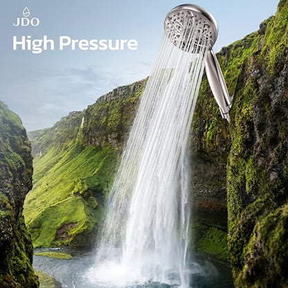 JDO Handheld Shower Head, 6 Spray Settings, Brushed Nickel Finish - color: Brushed Nickel, style: 6 Modes