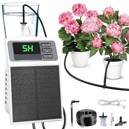 Solar Automatic Drip Irrigation System,Auto Self Watering Kit with Timer